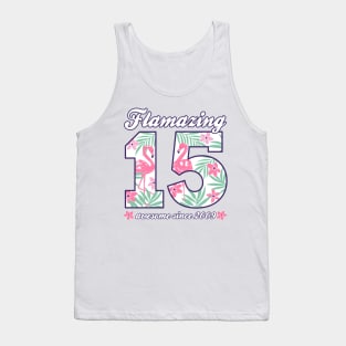 15th Birthday Flamazing 15 born in 2009 Flamingo Girls Tank Top